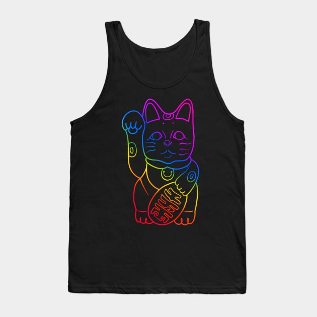 Lucky Cat. - Rainbow Tank Top by Creighcreigh